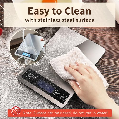 Digital Kitchen Scale by [Brand Name] - 33lb Stainless Steel & Tempered Glass, USB Rechargeable, Precise 1g Weighing