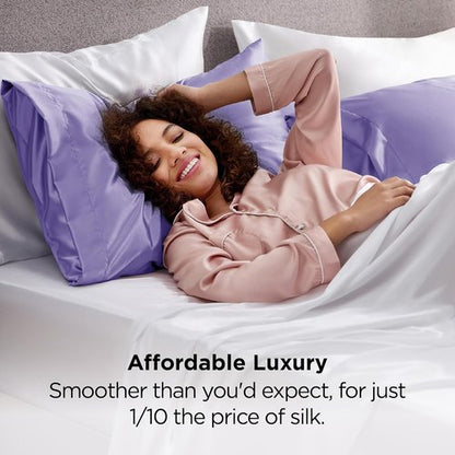 Bedsure Satin Pillowcase - Silky Lilac Pillowcases for Hair & Skin | 2 Pack, 20x30 Inches, Envelope Closure