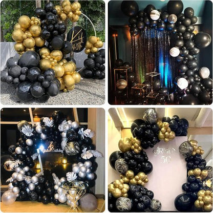Labeol Black Halloween Balloons - 151PCS Latex Balloon Garland Kit | 5-18 Inch for Parties & Events
