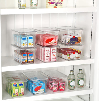Vtopmart Clear Stackable Storage Bins - 6 Pack Medium Plastic Containers with Lids for Pantry & Kitchen Organization