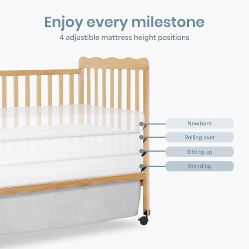Dream On Me Carson Classic 3-in-1 Convertible Baby Crib - Natural Finish, GreenGuard Gold Certified, 4 Mattress Heights