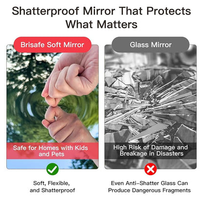 Brisafe 360° Folding Full-Length Mirror 63" x 55" White - Shatterproof Nano Film