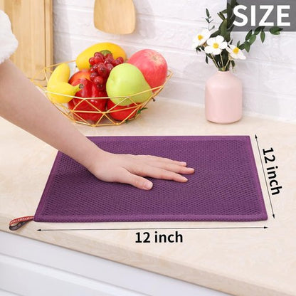 Homaxy 100% Cotton Waffle Weave Dish Cloths - Ultra Soft & Absorbent Quick-Drying Towels | 12x12 Inches, 6-Pack, Purple