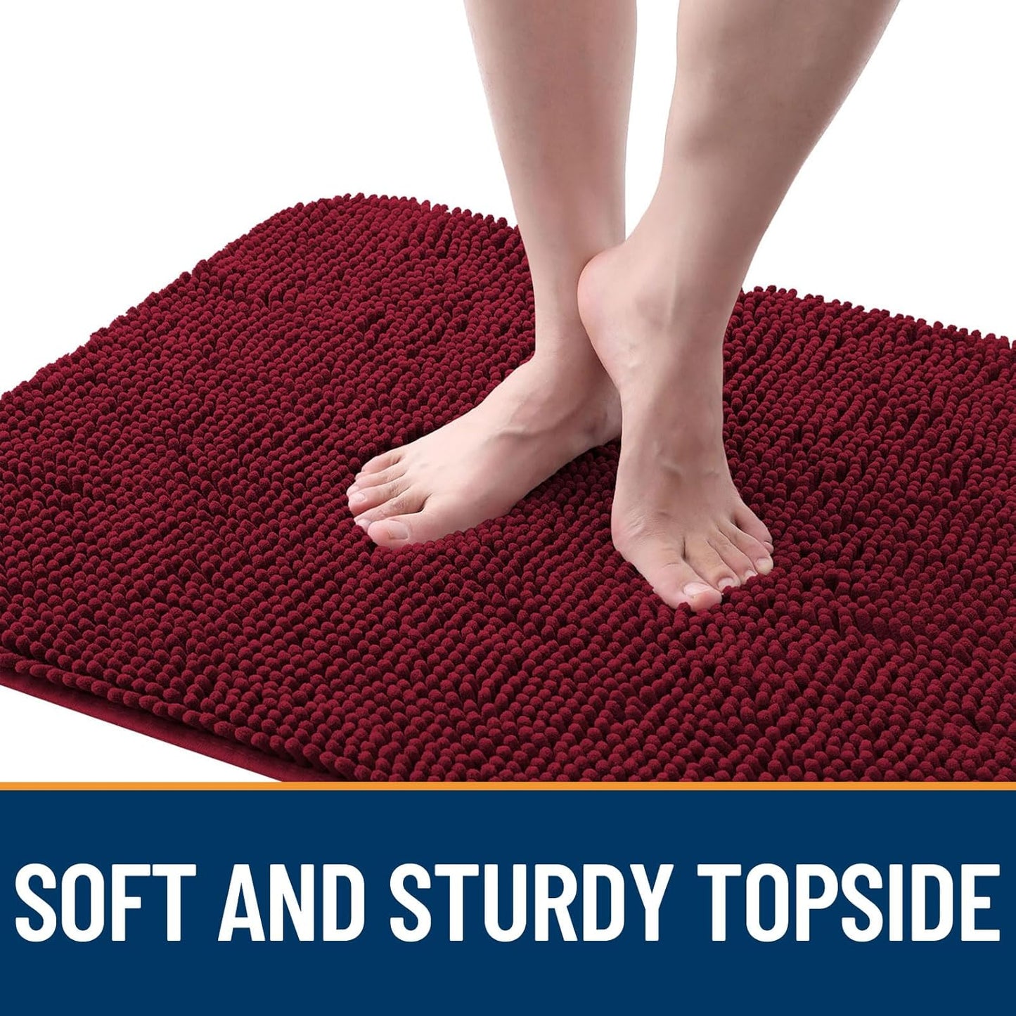 OLANLY Dog Door Mat - Absorbent Non-Slip Chenille for Muddy Paws | 47x32, Quick Dry, Burgundy