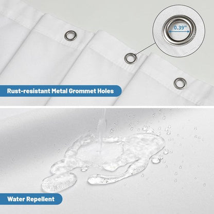 THAIGEE Water-Repellent Fabric Shower Curtain Liner - Hotel Quality Machine Washable, 3 Heavy-Duty Magnets with Rustproof Grommets & Weighted Hem, Standard Size 72x72in White