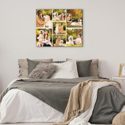 GagetElec Custom Canvas Prints - Personalized Photo Wall Art for Couples | Framed Horizontal (7 Photos)