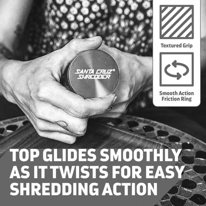 Santa Cruz Shredder Metal Herb Grinder Knurled Top for Stronger Grip 3 Piece Small 1.7" (Grey)