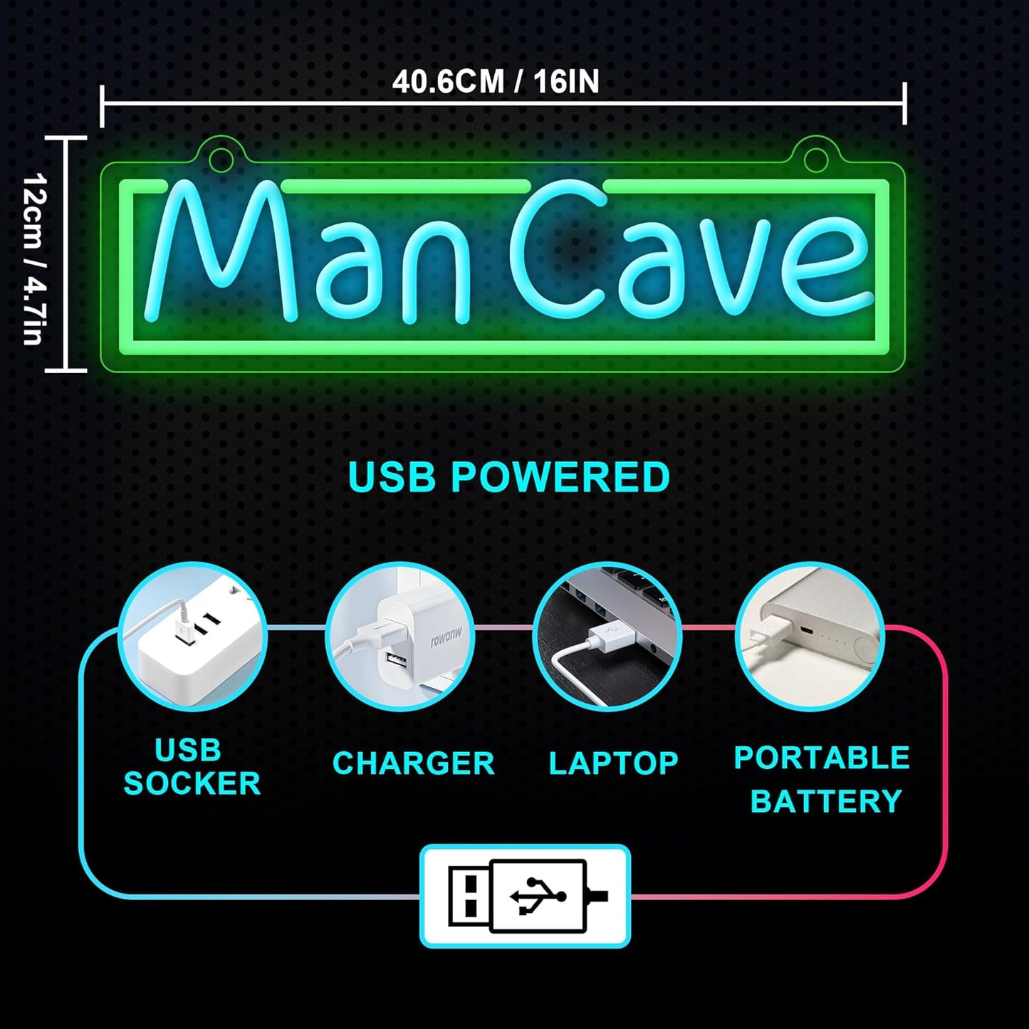 YuanDian Neon Sign - Man Cave Wall Decor for Gamers | Perfect Gift for Boys & Teens