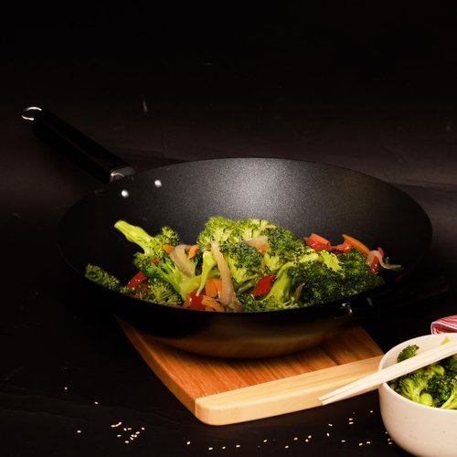 JOYCE CHEN Professional Series 14-Inch Carbon Steel Excalibur Nonstick Wok with Phenolic Handles