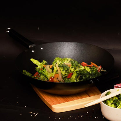 JOYCE CHEN Professional Series 14-Inch Carbon Steel Excalibur Nonstick Wok with Phenolic Handles