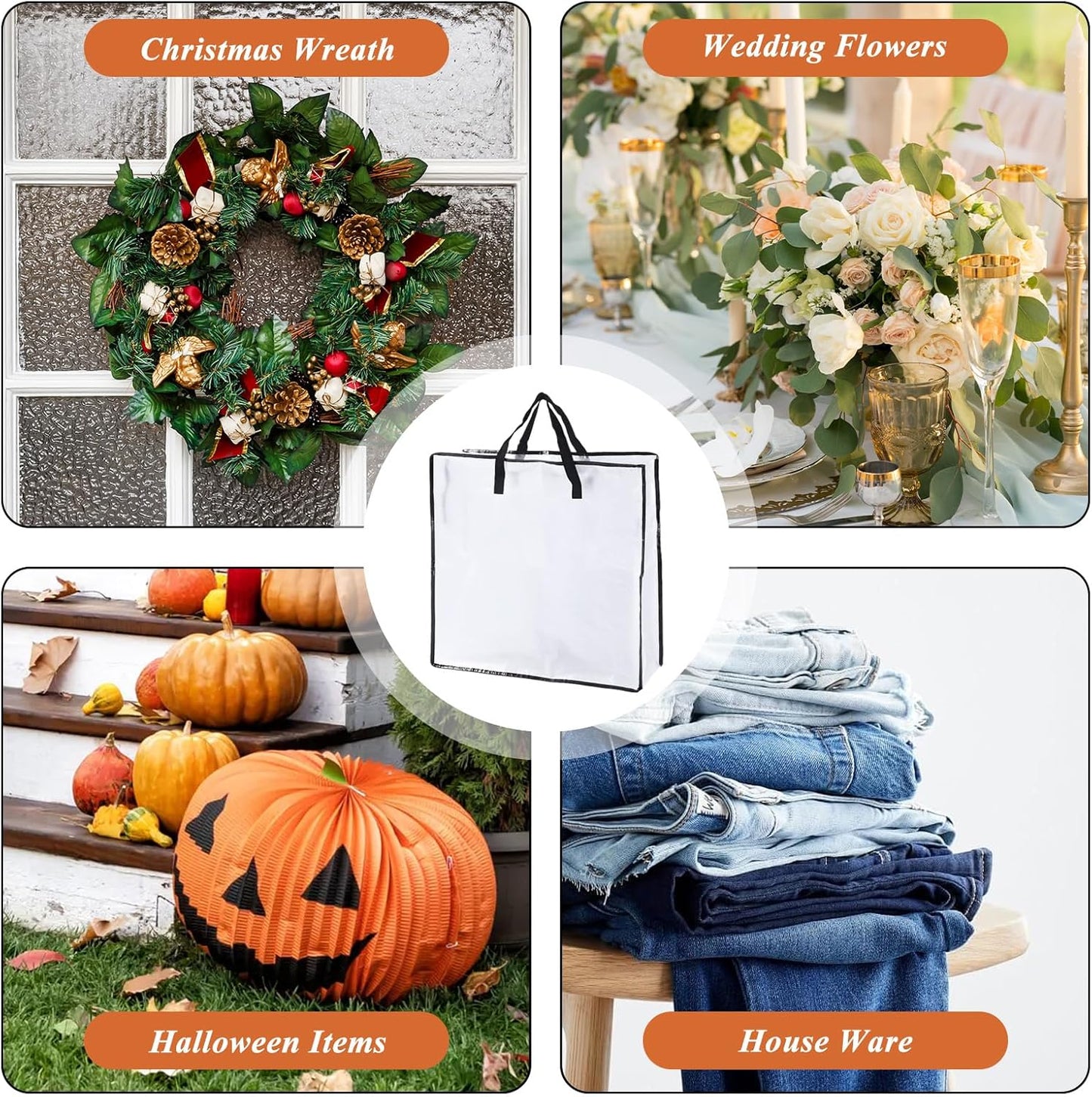 Skiennix Wreath Storage Bag - 26x9 Inch Christmas Wreath Container with Zipper & Handles | Underbed Organizer