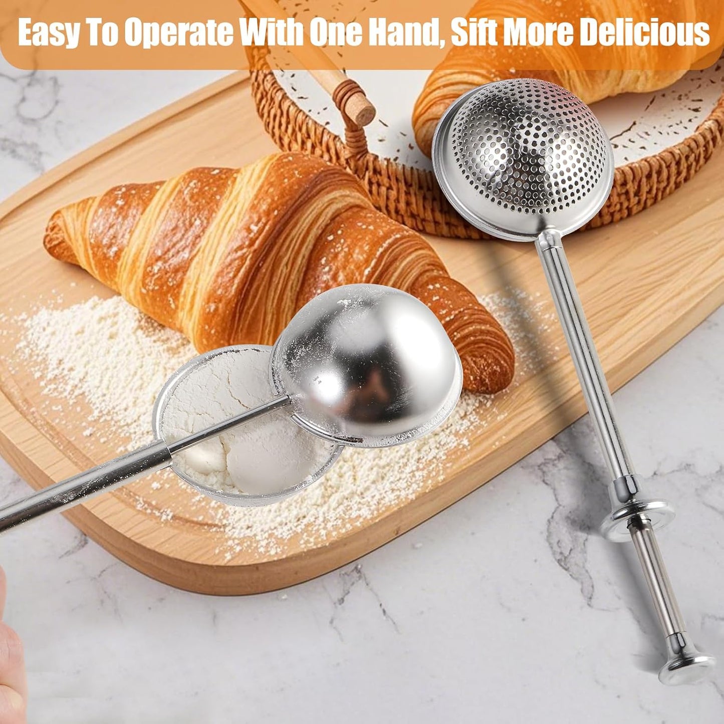 Skiennix Flour Duster - 304 Stainless Steel Baking Sifter for Powdered Sugar & Spices | 1 Piece