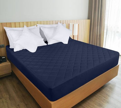 Utopia Bedding Quilted Fitted Mattress Pad, King Size, Elastic Fitted Mattress Topper Protector and Cover with Deep Pocket Stretches up to 16 Inches, Machine Washable (Navy)