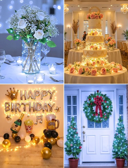 Brightown LED Fairy Lights - 14 Pack Warm White & White Battery Operated String Lights | 7ft Waterproof Silver Wire for DIY Decor