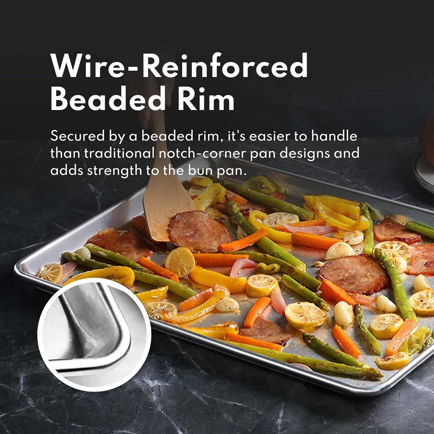 New Star Foodservice 18-Gauge Aluminum Sheet Pan - Commercial-Grade Bun Pan (9 2/3" W x 6 2/3" L x 1" H)