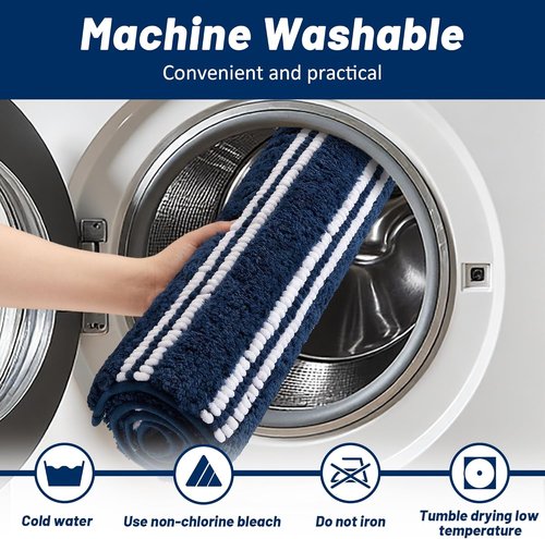 Arenarug Extra Soft Chenille Bathroom Rugs - Non-Slip & Machine Washable | 17x24 Blue Bath Mat