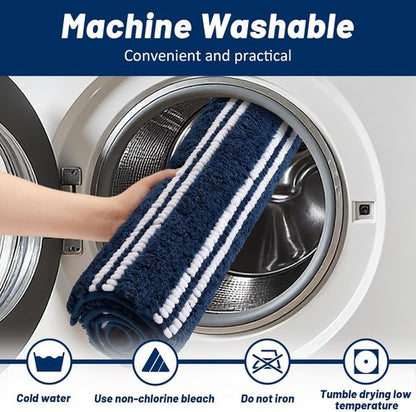 Arenarug Extra Soft Chenille Bathroom Rugs - Non-Slip & Machine Washable | 17x24 Blue Bath Mat