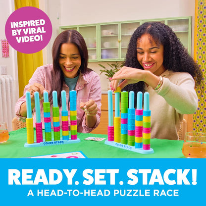Relatable Color Stack Challenge - Fast-Paced Color Matching Puzzle Game for Parties | Includes 2 Stack Racks, 50 Cards, 80 Rings