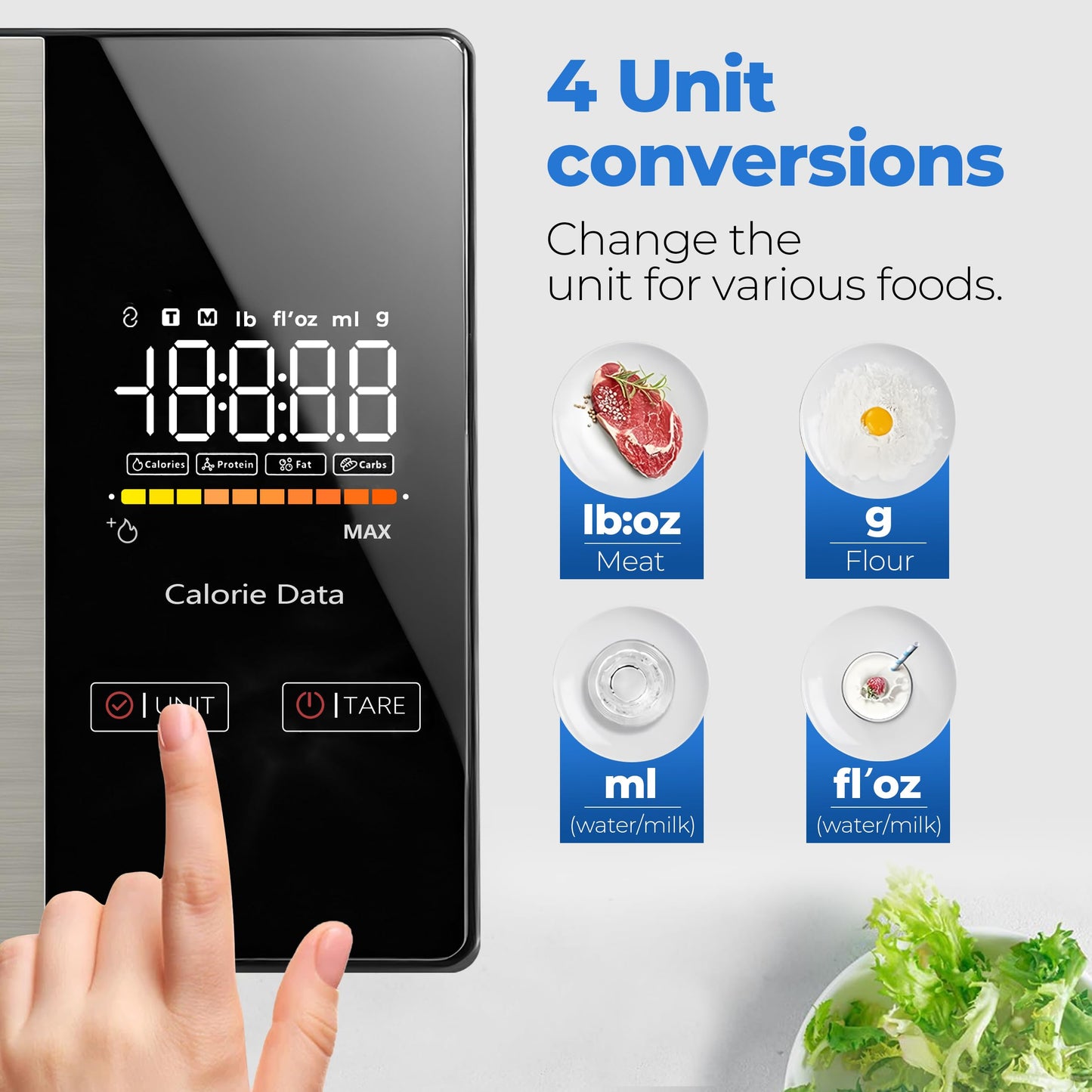 WARMKEY Smart Nutrition Food Scale - Digital Kitchen Scale with Nutritional Calculator App,Tare Function,Track Calories &24 Nutrients,11lb, Grams/Ounces, Healthy Eating & Meal Prep