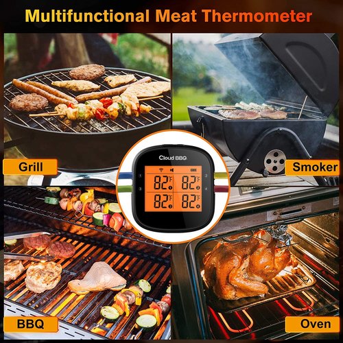 500FT Digital Meat Thermometer Wireless Thermometer with Multy Probes Bluetooth Thermometer Kitchen Thermometer for Smoker Grilling Oven (FS-52)