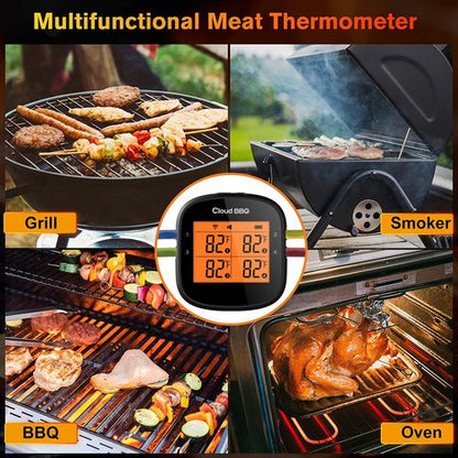 500FT Digital Meat Thermometer Wireless Thermometer with Multy Probes Bluetooth Thermometer Kitchen Thermometer for Smoker Grilling Oven (FS-52)