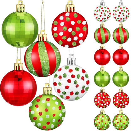 12 Pcs Christmas Ball Ornaments Set 2 Inch Red Green White Glittering - Variation Classic+12+2.36 Inch