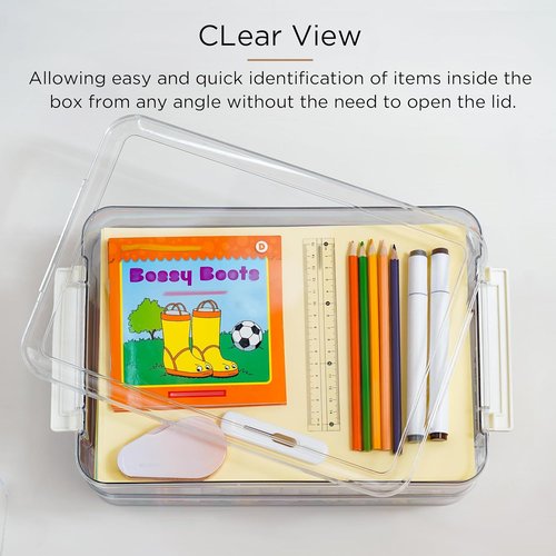 Citylife 6 Qt Plastic Storage Bins - Portable Stackable Bins with Lids for Organizing Documents & Crafts