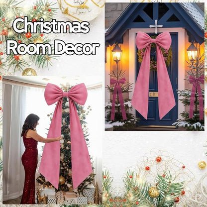 **Big Pink Bow Decor - 50x20 Inch Velvet Coquette Birthday & Bridal Shower Wall Decoration**