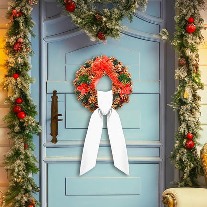 RunNico White Wreath Sash - 2 Pack, 3.3" W x 52.8" L | Perfect for Easter, Weddings, and Holiday Decor