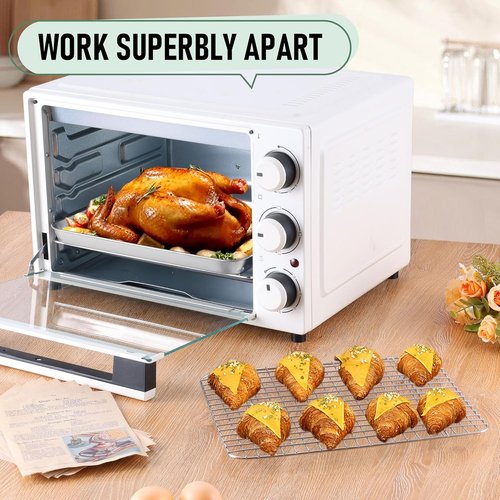 Homikit Stainless Steel Quarter Sheet Pan Set - 2 Baking Sheets & Racks for Toaster Oven | 12" x 10" Inch