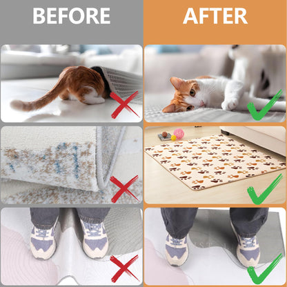 Rug Tape Grippers for Hardwood Floors, 8 Pcs Non Slip Double Sided Rug Pads – Reusable Washable Carpet Grippers, No Residue Removable Corner Holders for Area Rugs, Tile, Laminate, Vinyl, Marble