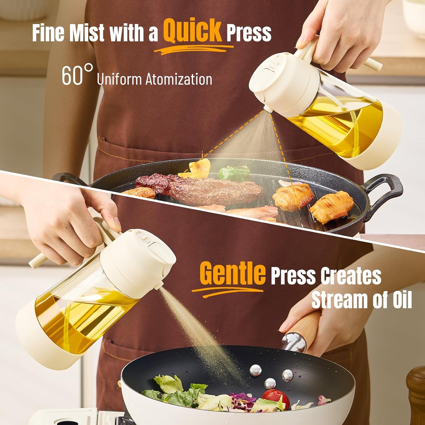 PARACITY Olive Oil Dispenser Bottle - 2-in-1 Sprayer & Dispenser, 500ML | Ideal for Cooking & BBQ
