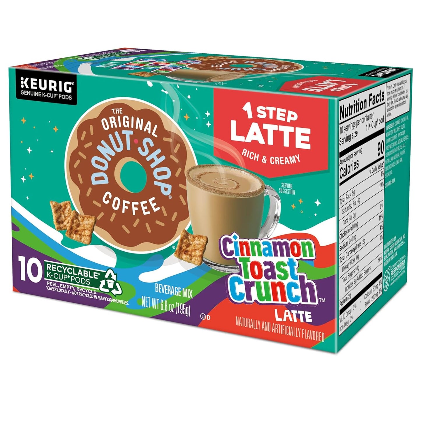 Original Donut Shop Cinnamon Toast Crunch Latte K-Cup Pods - One-Step Brewing, 60 Count