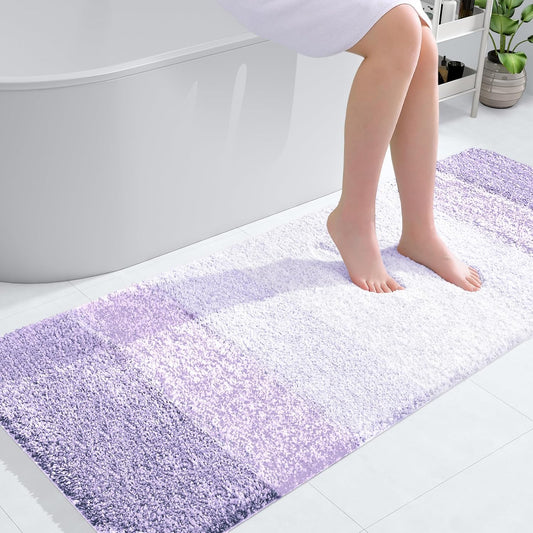 OLANLY Large Bath Rug Mat - Extra Soft Microfiber, Quick Dry & Washable | 54x24, Light Purple