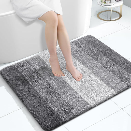 OLANLY Large Bathroom Rugs - Extra Soft Microfiber Mat 40x32 | Quick Dry & Machine Washable, Grey