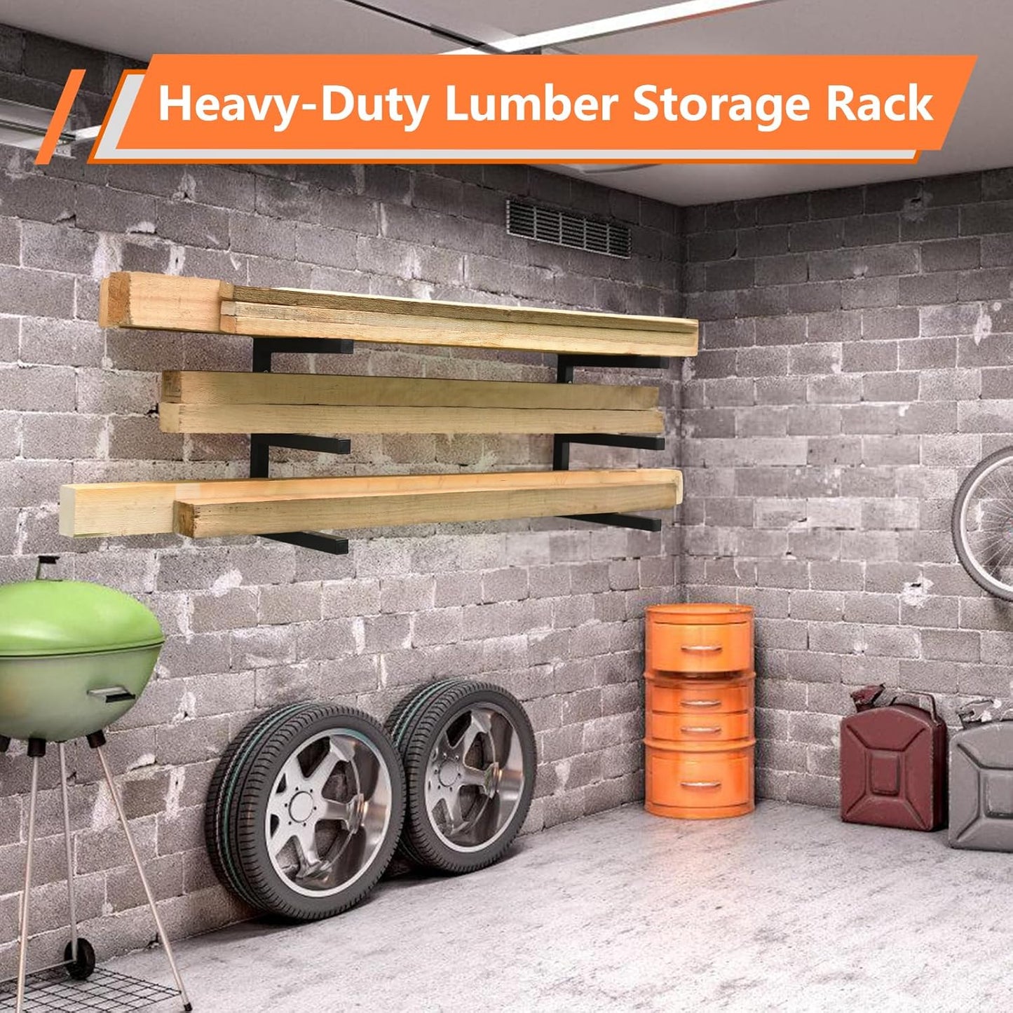 Wood Organizer Rack by [Brand Name] - Heavy Duty Wall-Mounted Storage for Garage & Workshop | Holds 220 LBS Per Level
