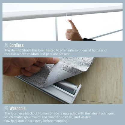 Everyday Celebration 100% Blackout Cordless Roman Shades - Thermal Insulated Window Blinds for Indoor Use, Vanilla, 36” W x 64” H