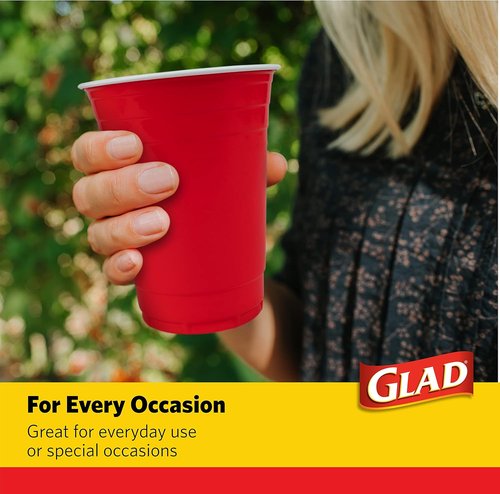 Glad Everyday Disposable Plastic Cups - Heavy Duty 18 Ounce Party Cups | Strong & Sturdy, 40 Count