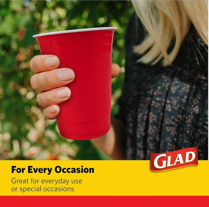 Glad Everyday Disposable Plastic Cups - Heavy Duty 18 Ounce Party Cups | Strong & Sturdy, 40 Count