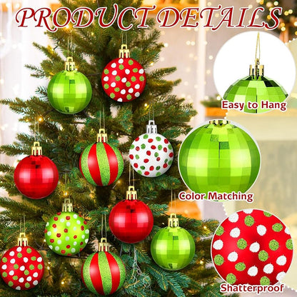 12 Pcs Christmas Ball Ornaments Set 2 Inch Red Green White Glittering - Variation Classic+12+2.36 Inch