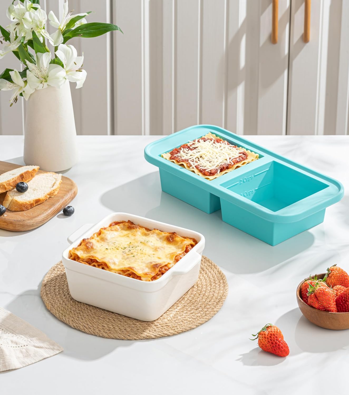Regine Switzerland 5x5 Small Baking Dish - 28 Oz Ceramic Casserole Dish with Handles | Set of 2, Oven & Microwave Safe