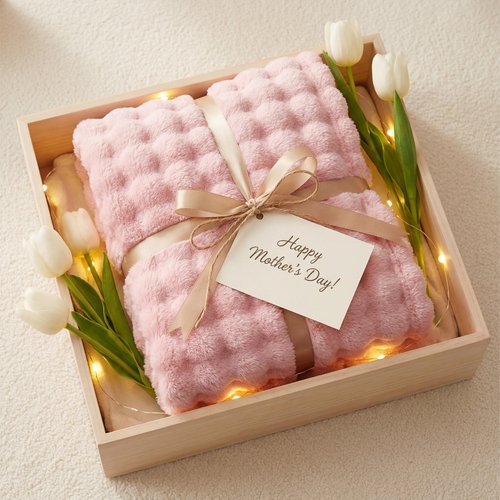 Bedsure 3D Fleece Bubble Blanket for Couch - GentleSoft Pink Throw Mother's Day Blanket for Sofa Bed Room Decor - Luxury Soft Cozy Gifts for Kids Girls, Lightweight, All Seasons, Pink, 50"×60"