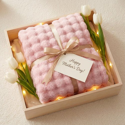Bedsure 3D Fleece Bubble Blanket for Couch - GentleSoft Pink Throw Mother's Day Blanket for Sofa Bed Room Decor - Luxury Soft Cozy Gifts for Kids Girls, Lightweight, All Seasons, Pink, 50"×60"