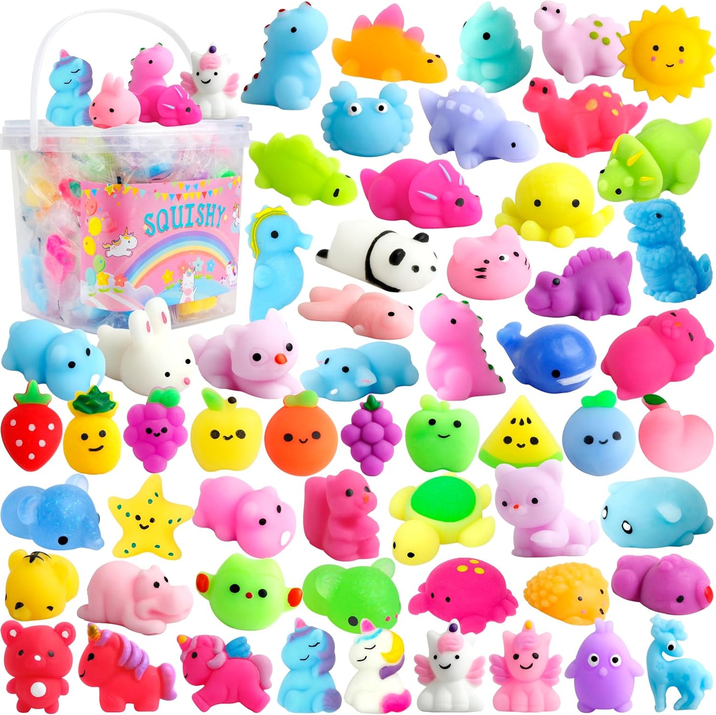 Skiennix 150 Pack Mochi Squishy Toys - Kawaii Stress Relief Party Favors for Kids, Bulk Gifts