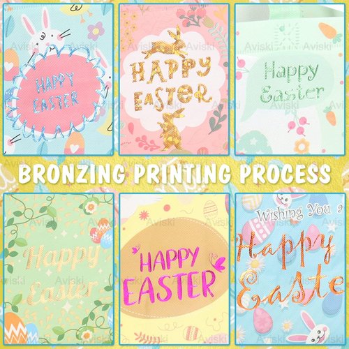 Aviski 6PCS Happy Easter Egg Hunt Bags Bunny Carrot Chick Egg Gift Bag with Handles, Easter Treat Bags, Non-Woven Gifts Wrapping, Spring Party Supplies
