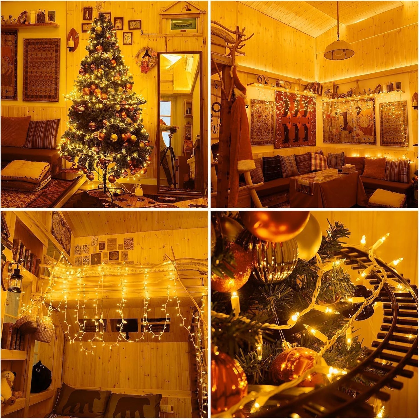 Dirnun Christmas Lights - 100 Count Clear White Incandescent Connectable Lights | UL Certified for Indoor & Outdoor Use