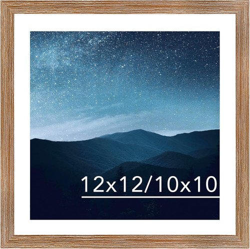 JCJMY Rustic Brown 12x12 Picture Frame - Includes 10x10 Mat for Diamond Art & Photos