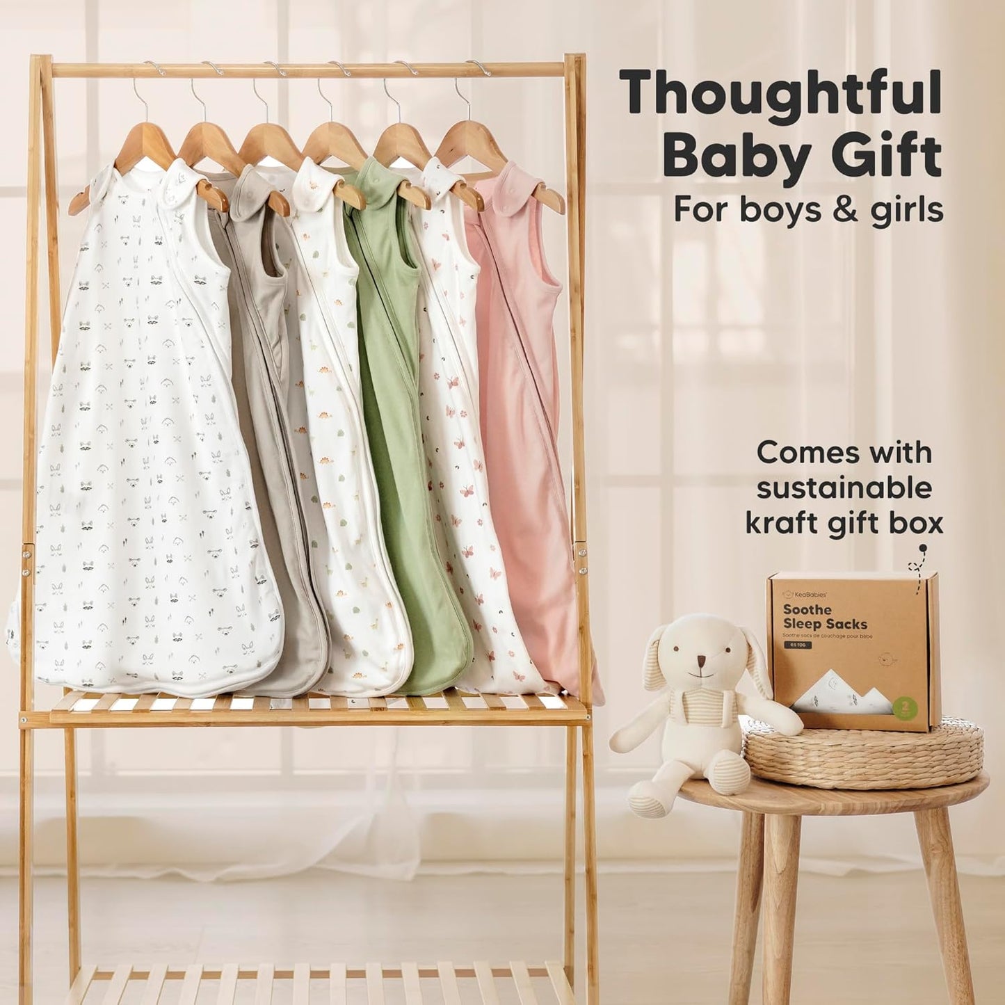 Skiennix Organic Baby Sleep Sacks - Soft & Breathable 100% Cotton Wearable Blankets | 0.5TOG, 6-18 Months (Glacier, M)