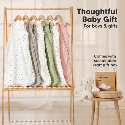 Skiennix Organic Baby Sleep Sacks - Soft & Breathable 100% Cotton Wearable Blankets | 0.5TOG, 6-18 Months (Glacier, M)