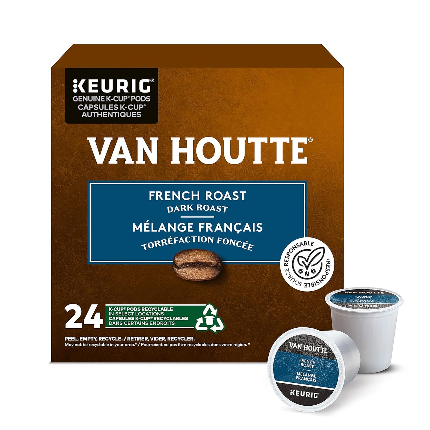 Van Houtte French Roast Coffee K-Cup Pods - Rich Flavor for Keurig Brewers | 24 Count